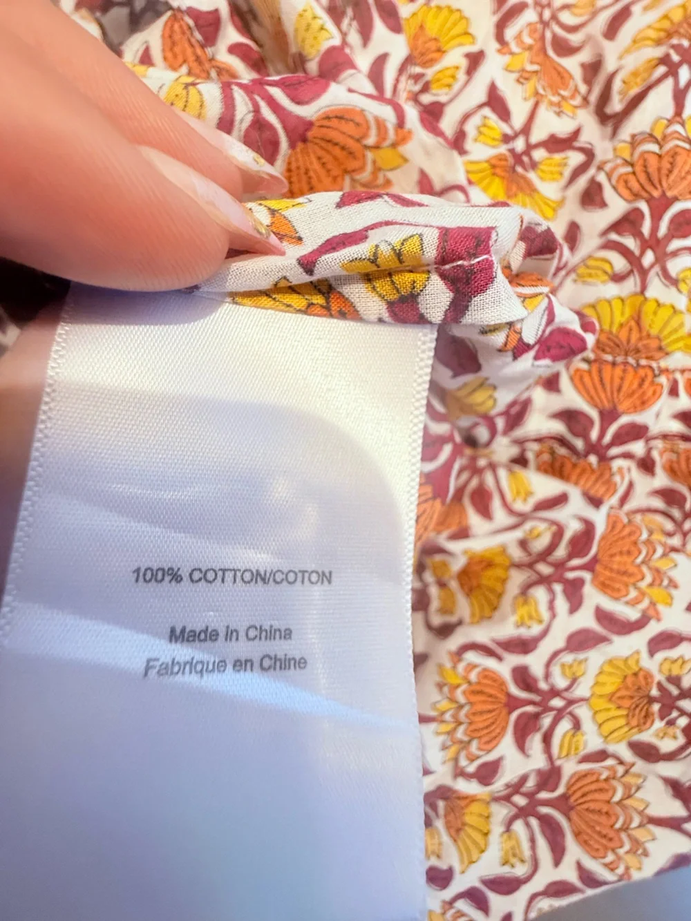 Tory Burch Cotton Mustard Yellow & Burgundy Floral Print Tunic Size 0 XS